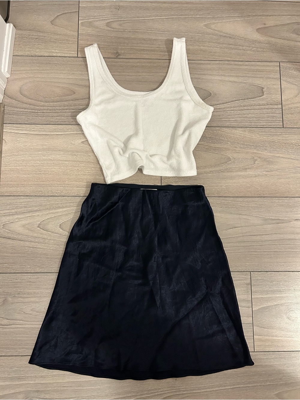 Women's Black Satin A-Line Skirt - Classic Everyday Style